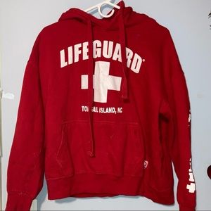 Red Lifeguard Hoodie | Topsail Island, NC |